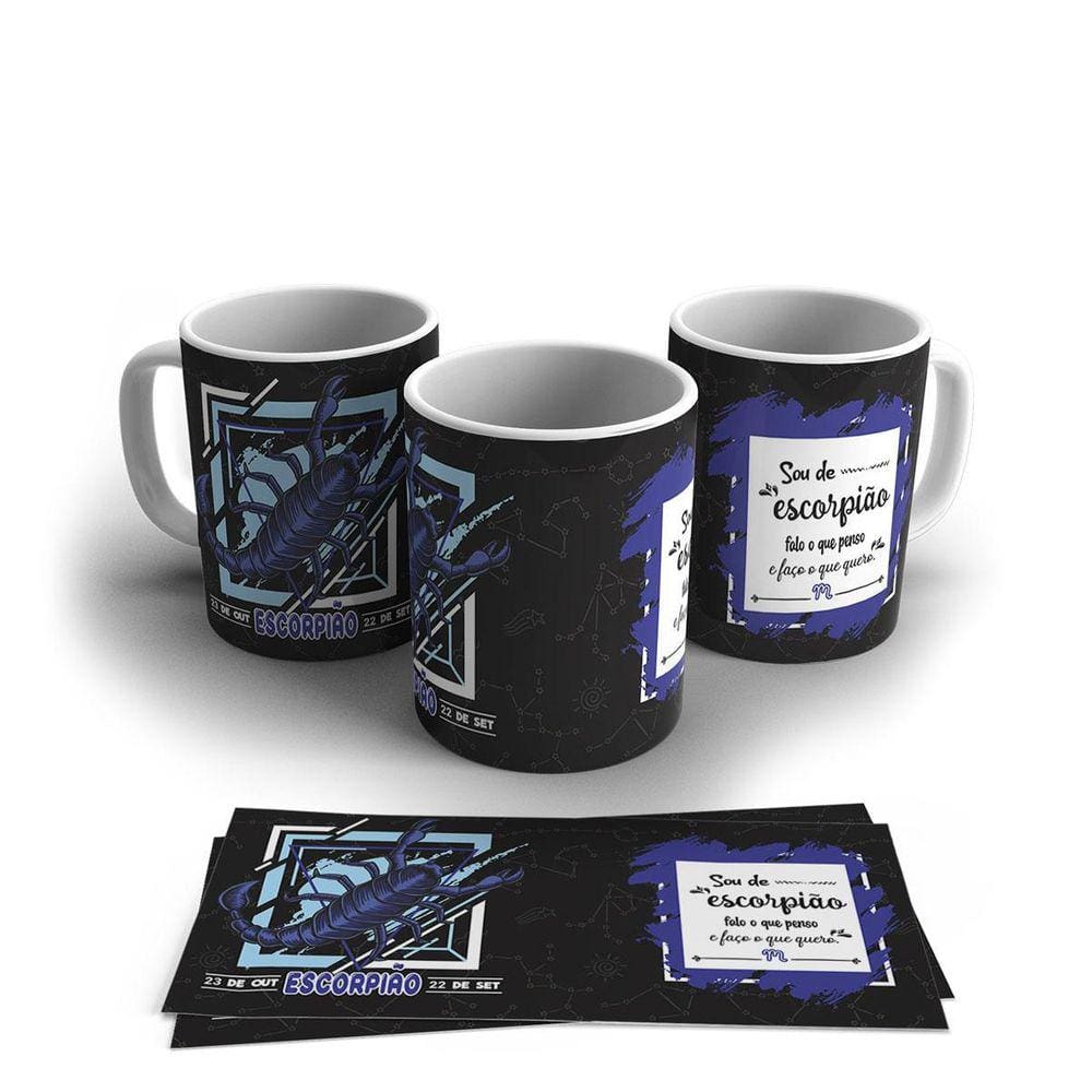 Caneca Porcelana Signo Do Zodíaco Escorpião 325Ml