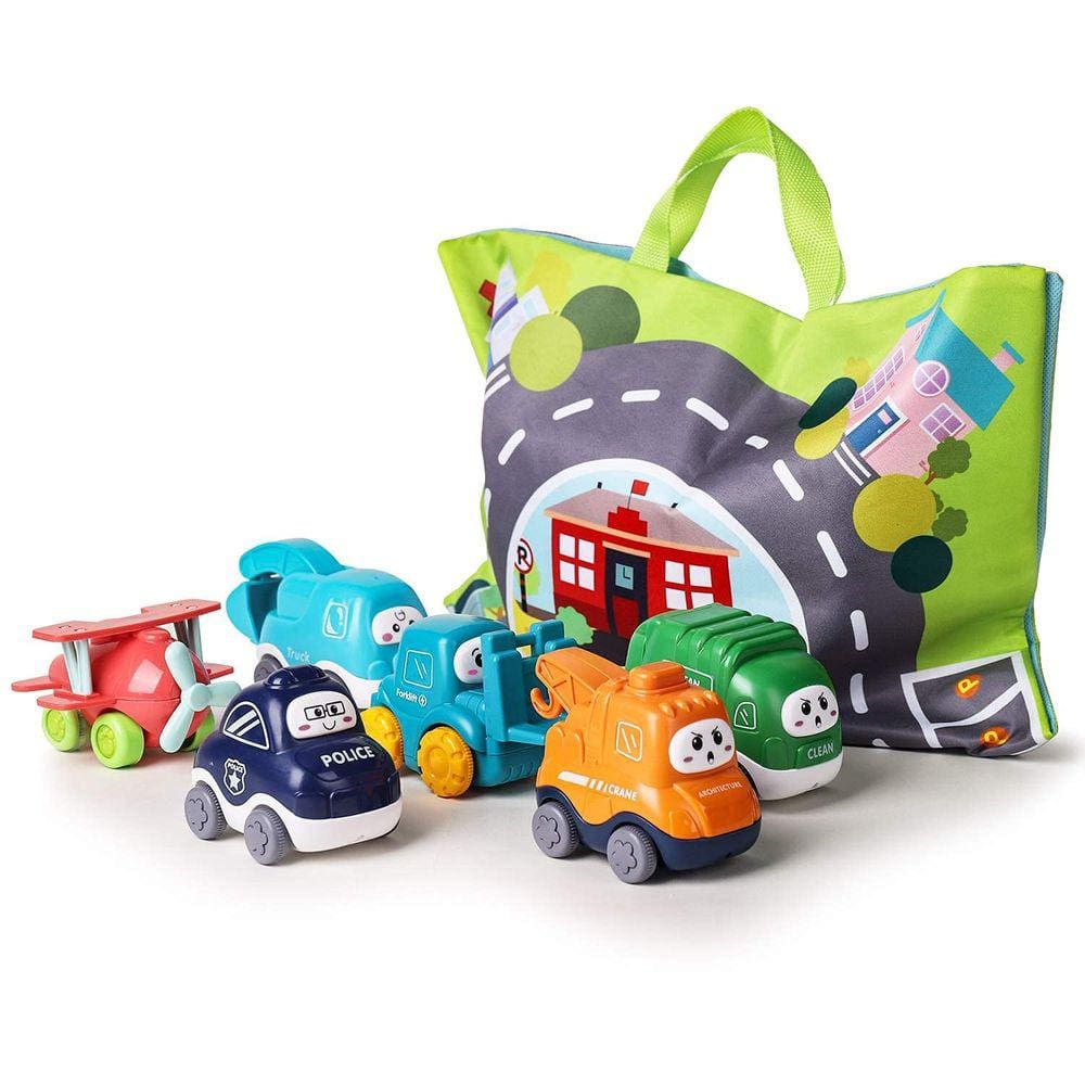 Conjunto de carros de brinquedo ALASOU Baby Truck com tapete de brincadeira/bolsa de armazenamento de 1 a 2 anos