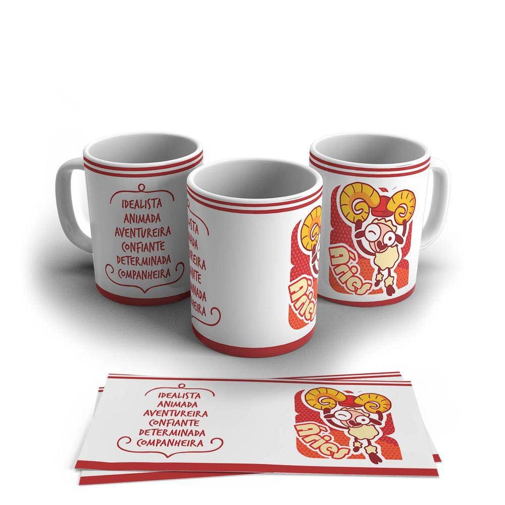 Caneca Personalizada Cerâmica Signo Áries 325ml