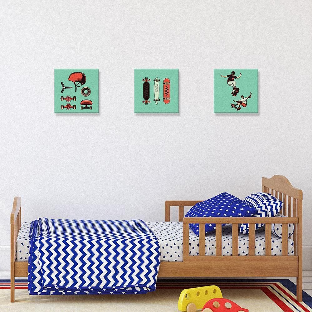 Kit 3 Quadros Decorativos Skate - 20X20 - 01