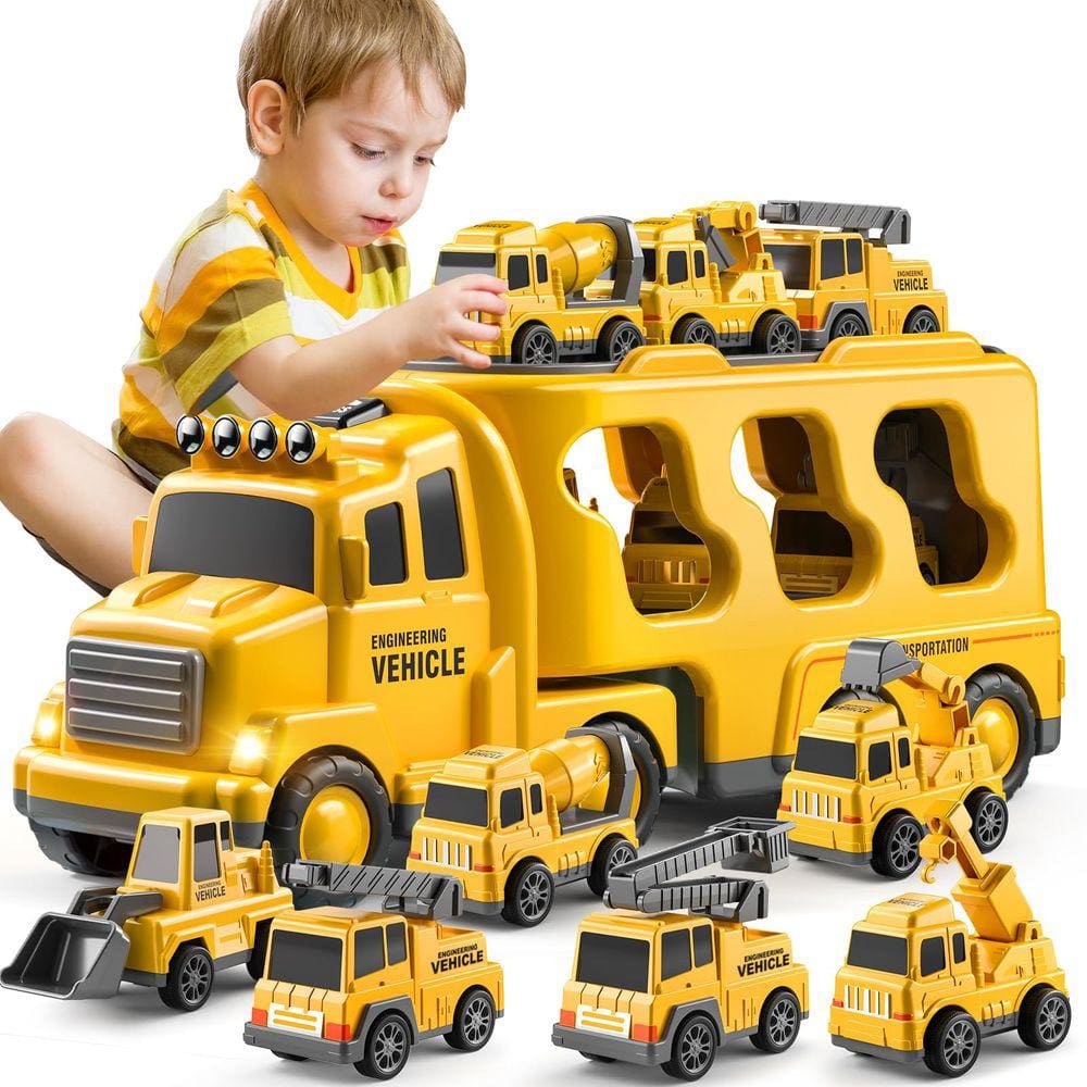 Brinquedo de caminhão de construção TEMI 7 em 1 Friction Power 3-6 anos