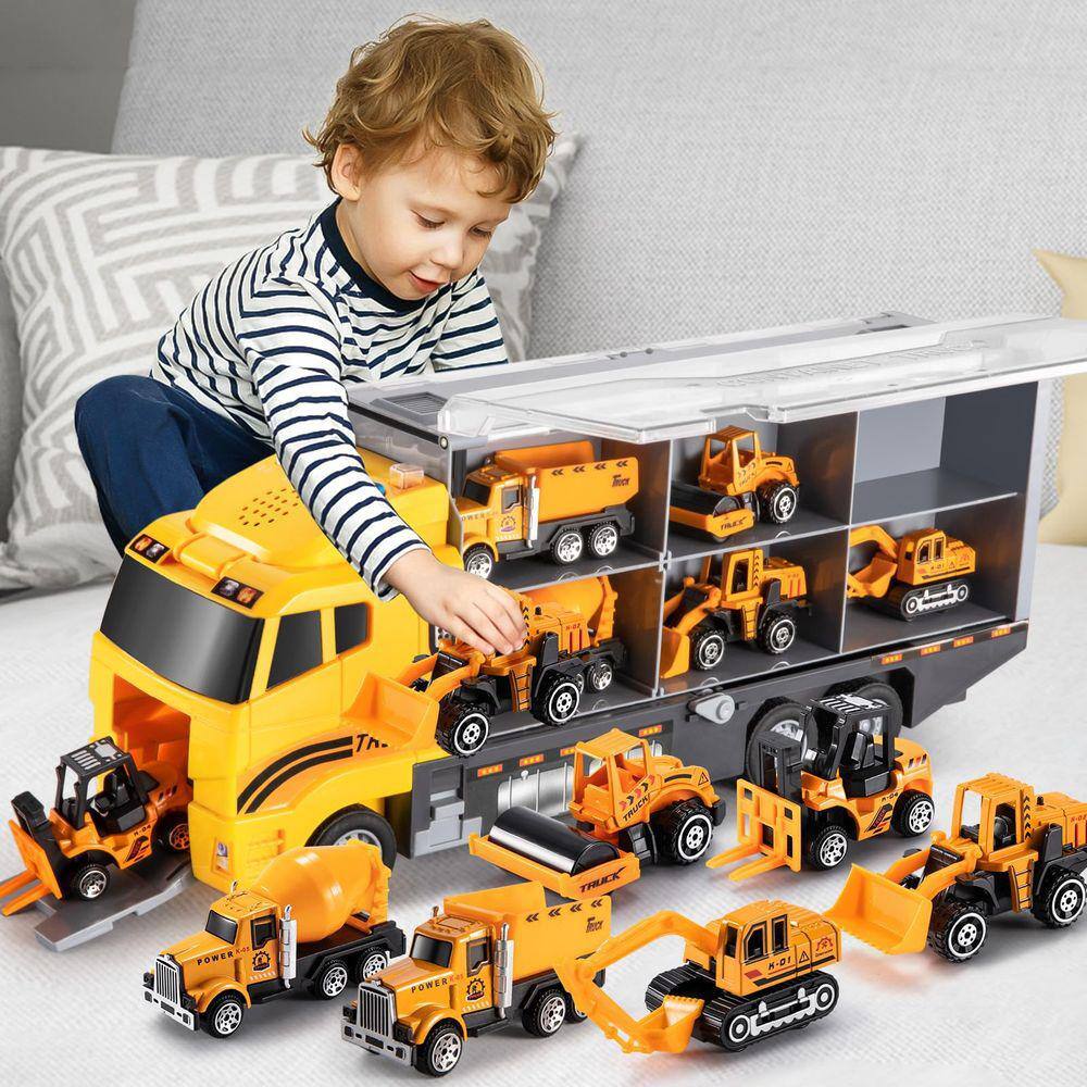 Conjunto de carros de brinquedo TEMI Construction Car Carrier Vehicle com Play Ma