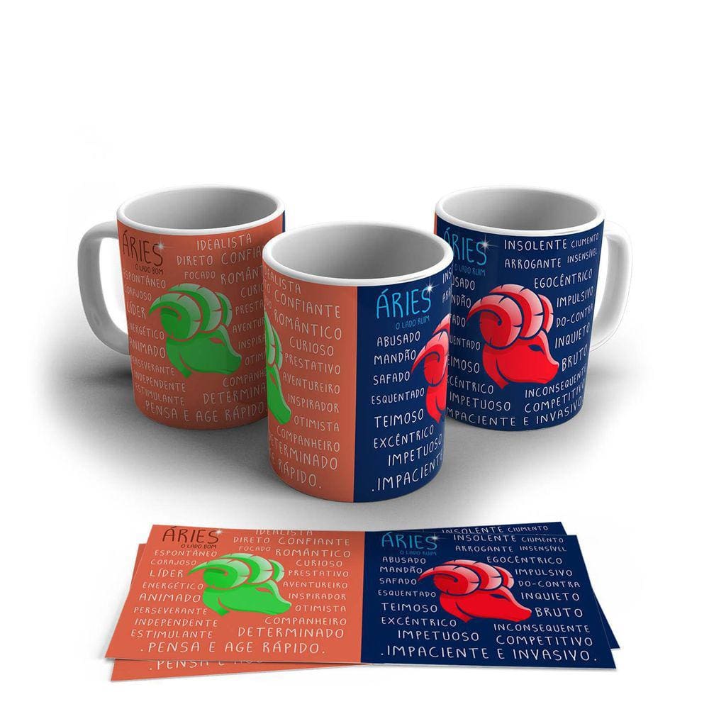 Caneca Personalizada Cerâmica Signo Áries 325ml