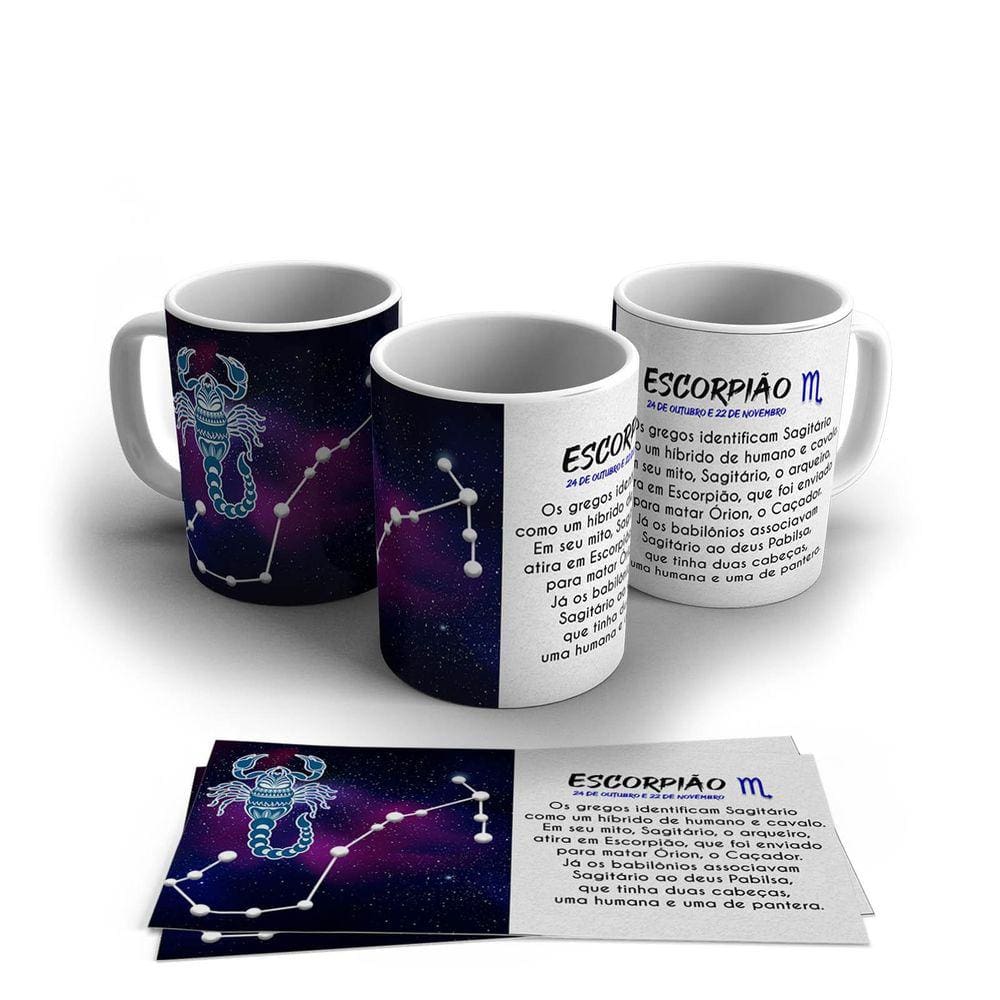 Caneca Personalizada Cerâmica Signo Escorpião 325ml