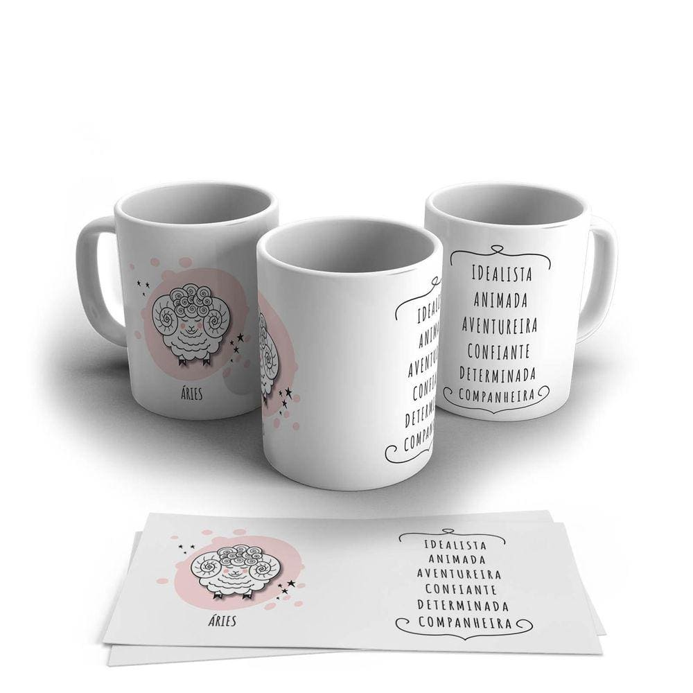 Caneca Personalizada Cerâmica Signo Áries 325ml
