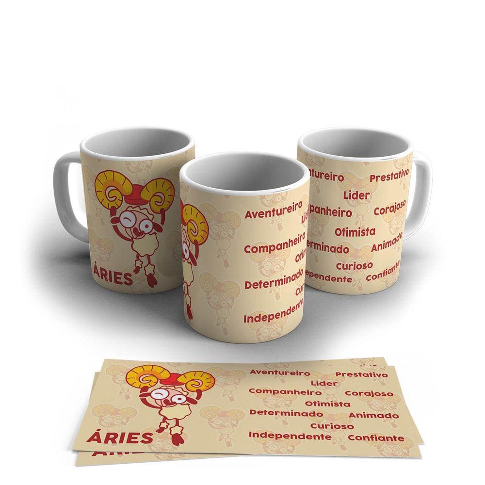 Caneca Personalizada Cerâmica Signo Áries 325ml