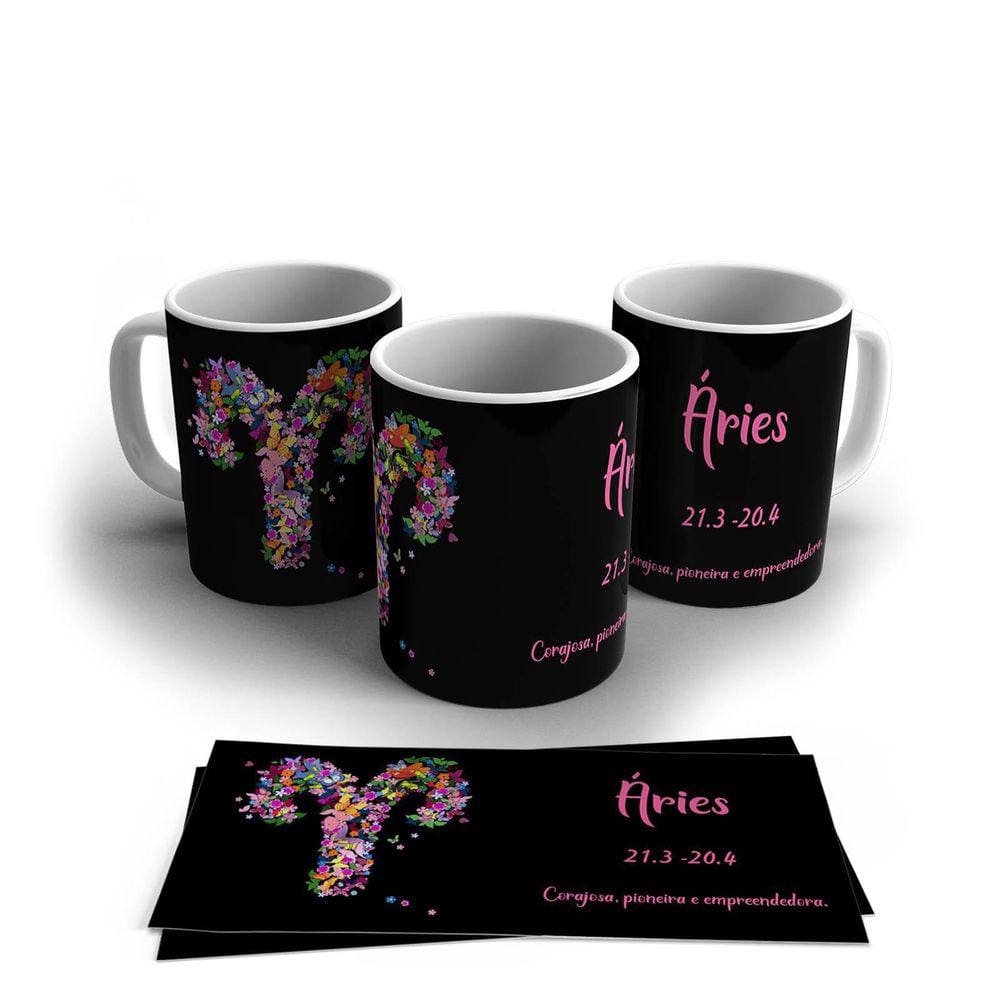 Caneca Personalizada Cerâmica Signo Áries 325ml