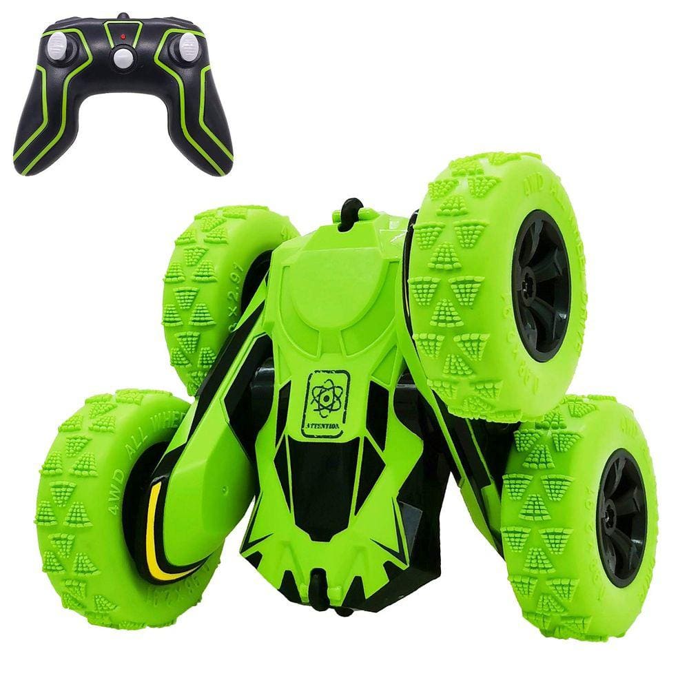 Controle remoto RC Stunt Cars Threeking de dupla face verde