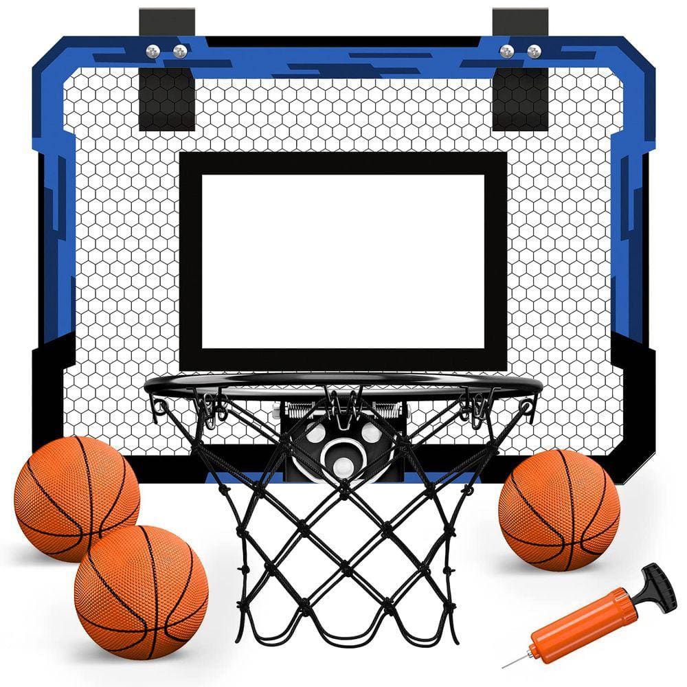 Mini cesta de basquete QDRAGON Over The Door com 3 bolas azuis