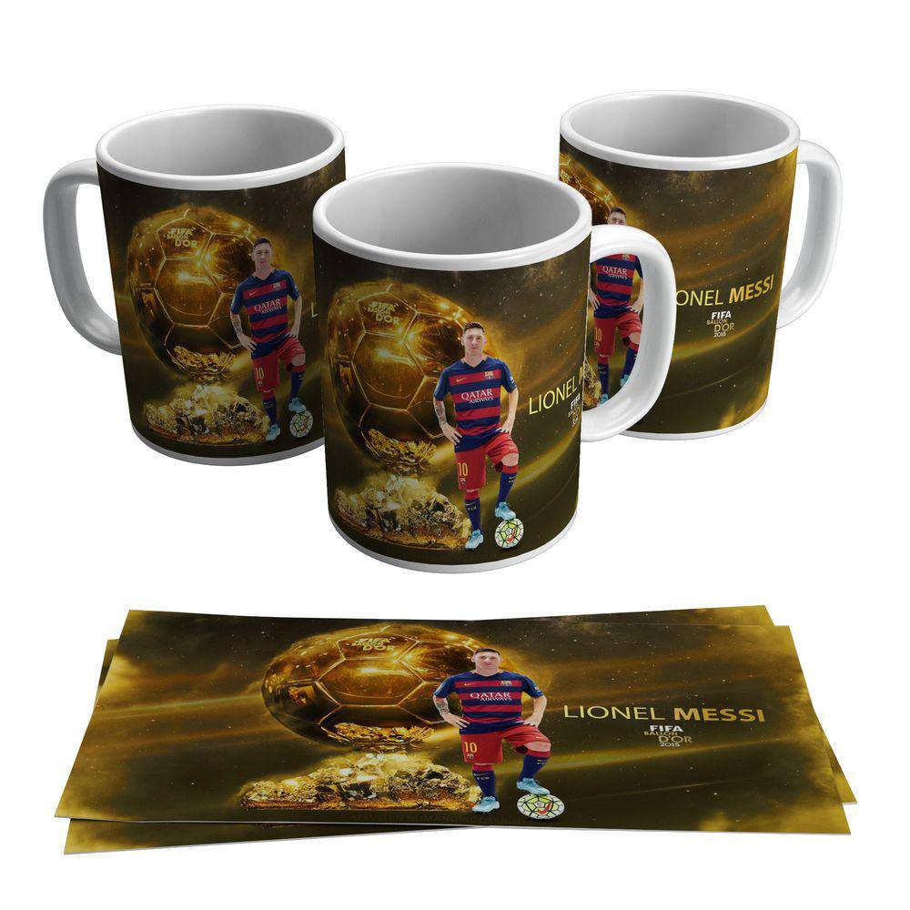 Caneca Messi Jogador Barcelona Craque Argentino Ouro 325ml
