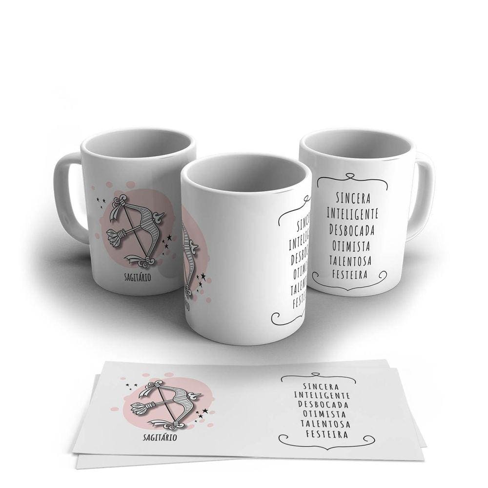 Caneca Personalizada Cerâmica Signo Sagitário 325ml