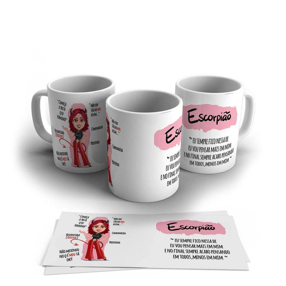 Caneca Personalizada Cerâmica Signo Escorpião 325ml