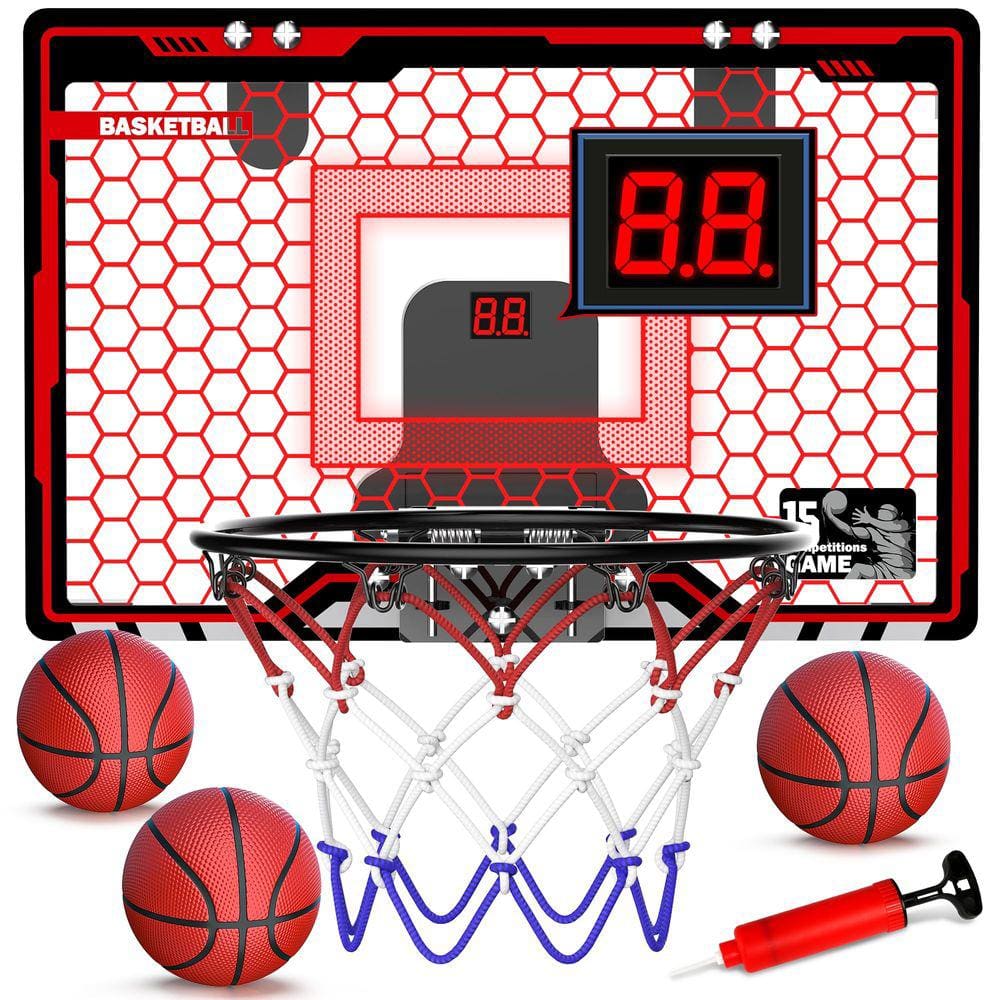 Cesta de basquete de salão HopeRock para crianças com luz LED e placar