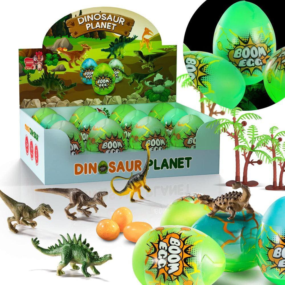 Ovos de dinossauro TEMI Luminous com figuras realistas, pacote com 12