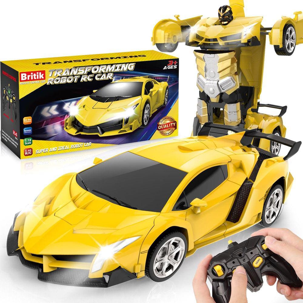 Carro de controle remoto Britik Transform para crianças de 4 a 8 anos