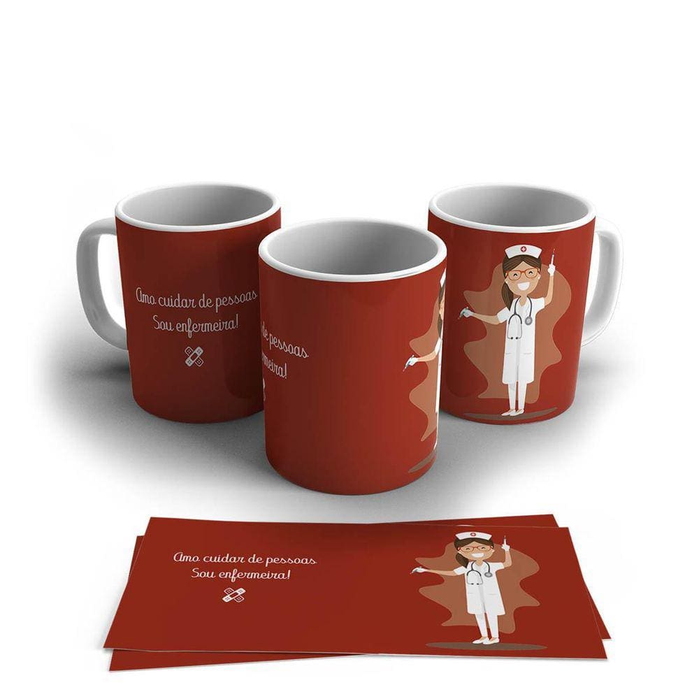 Caneca Decorada Porcelana Profissão 325ml - Enfermeiro 8595