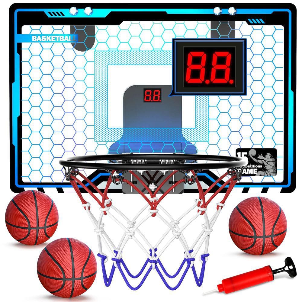 Mini cesta de basquete de interior HopeRock com LED para crianças com 3 barras