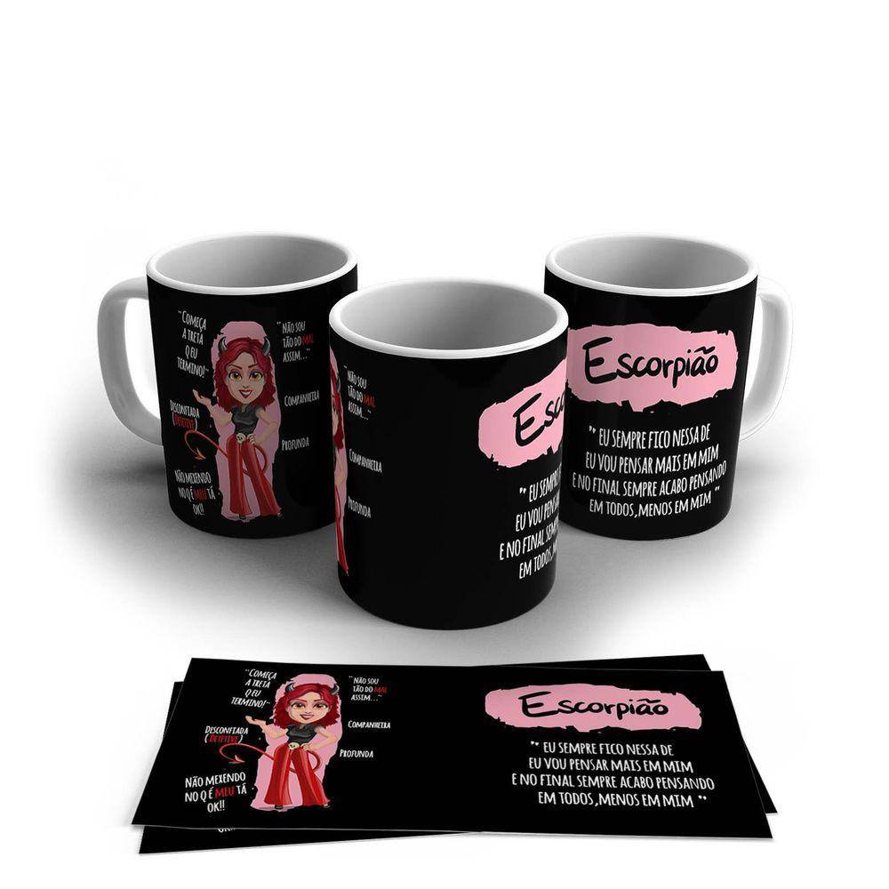 Caneca Personalizada Cerâmica Signo Escorpião 325ml