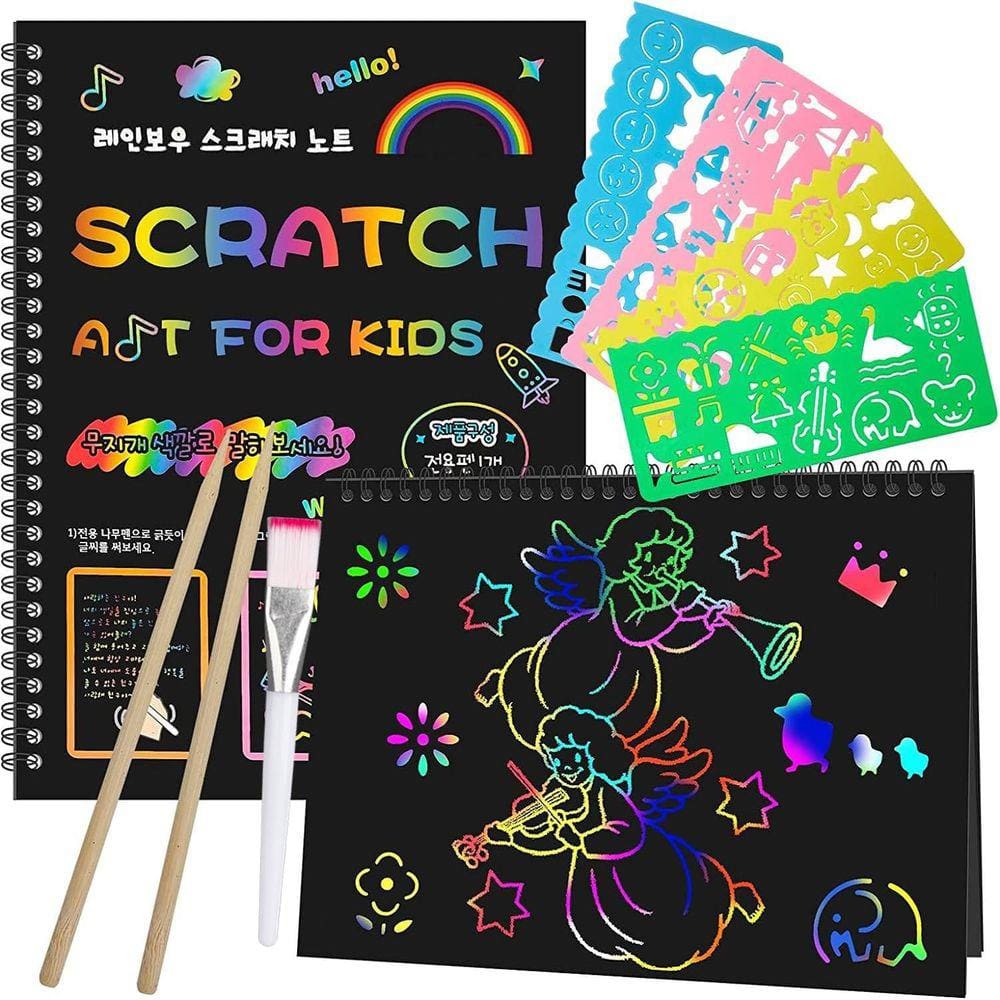 Conjunto de arte Scratch Paper Smasiagon, pacote com 2 unidades para crianças com suprimentos