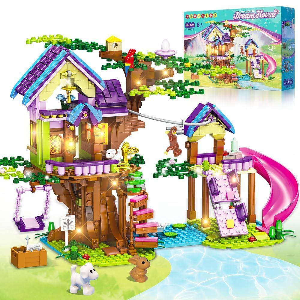 Brinquedo para construção de casas na árvore HOGOKIDS com luz LED 751 PCS