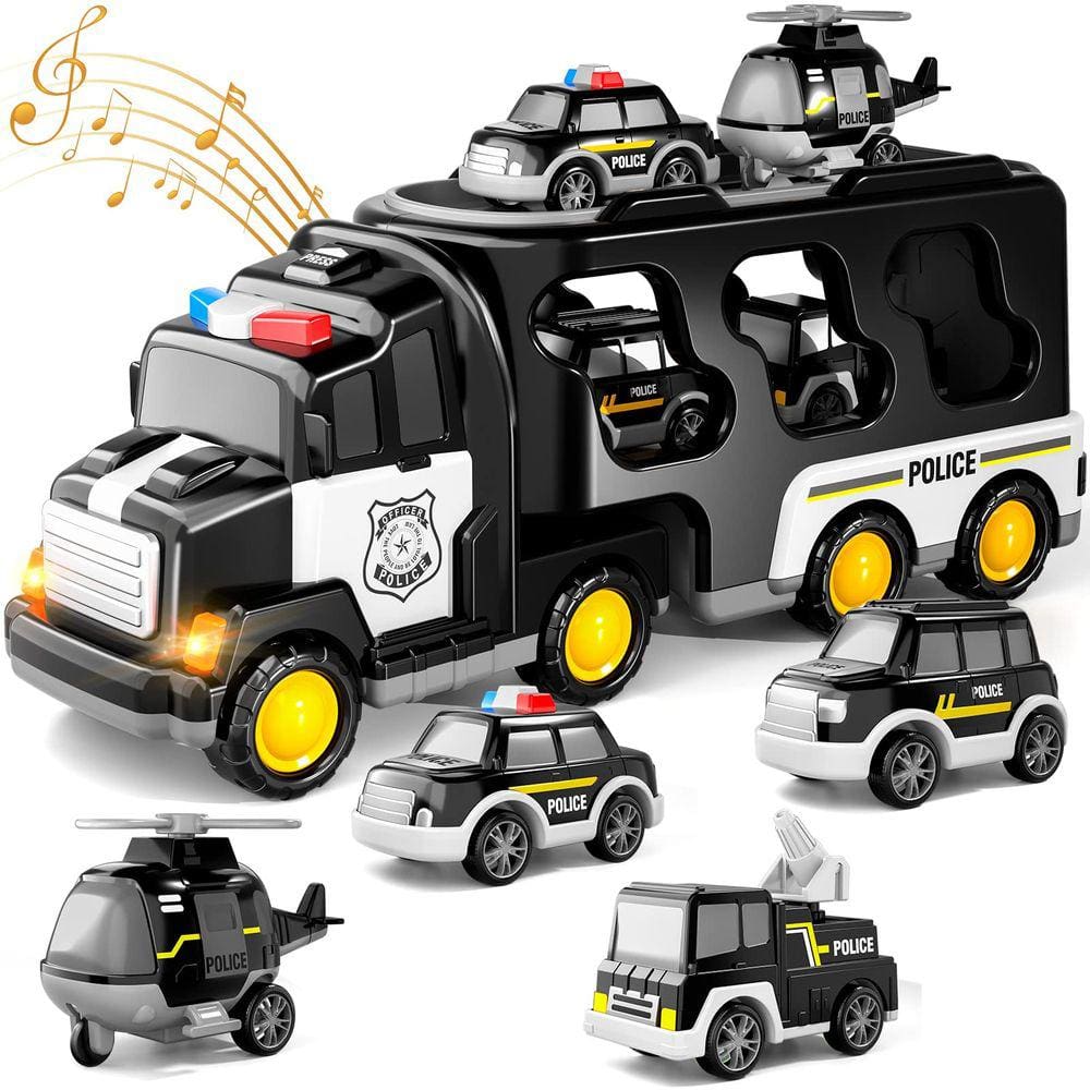 Toy Police Truck Doloowee Doloowee para crianças de 3 a 6 anos com 5 C