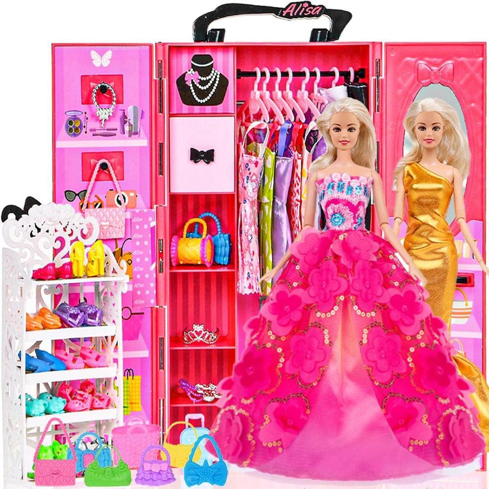 Conjunto de guarda-roupa Doll Closet ebuddy Dream Closet com 105 unidades