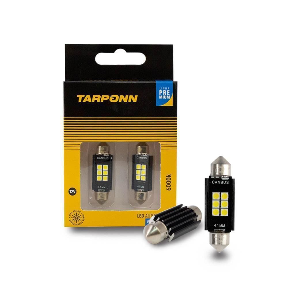 Par Lâmpada Led Interior Carro Canceler Torpedo 6 Leds 41 Mm