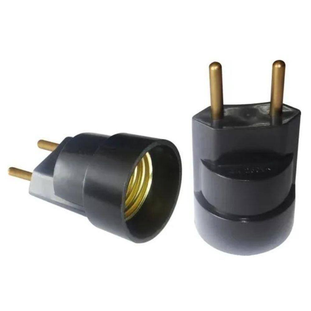 Soquete Pino Porta Lampada Preto Bocal E27