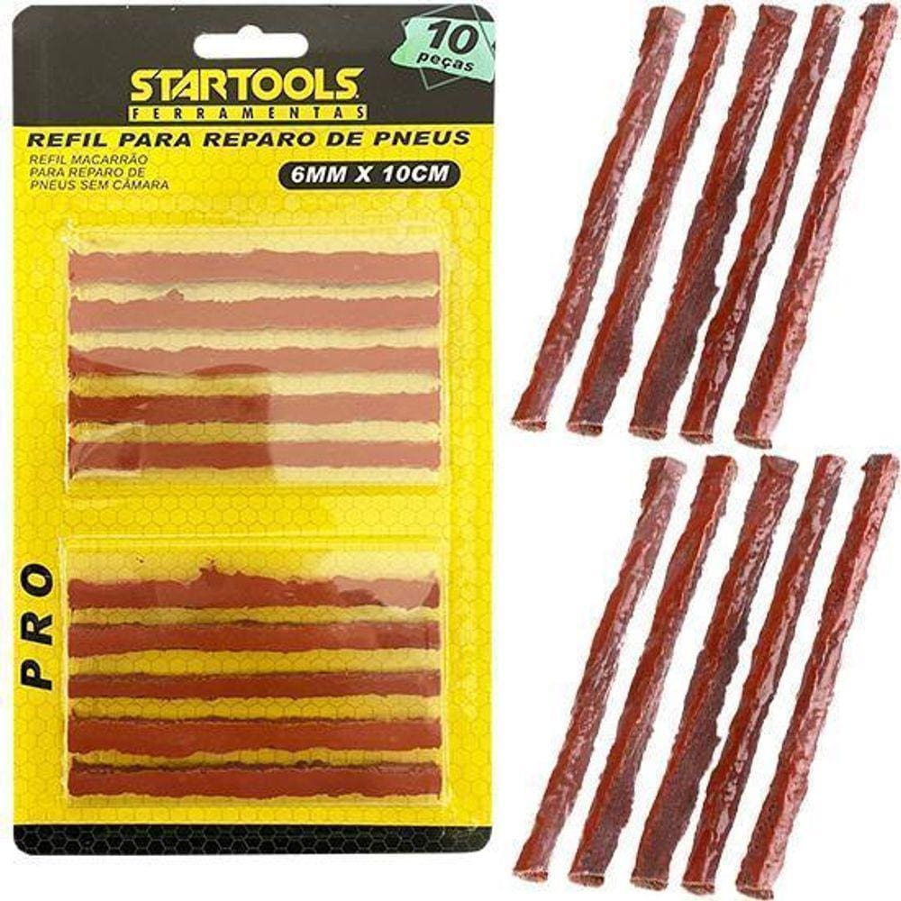 Refil Macarrao Para Reparo De Pneu Pro Com 10 Pecas 10Cmx6Mm