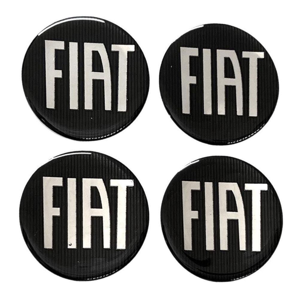 Emblema Calota Fiat Preto Adesivo 48mm 2 Unid - Novo