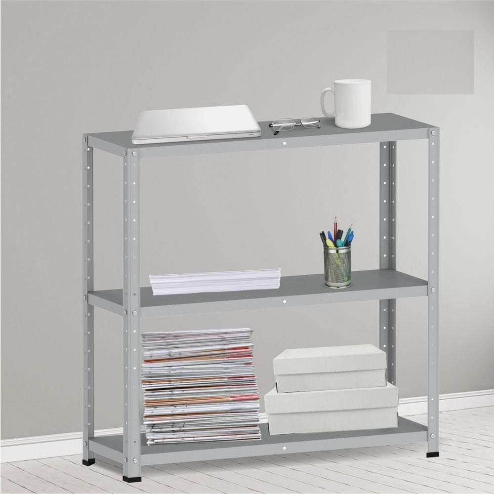 Estante Multiuso para 3 Prateleiras 92cm Aço Cinza