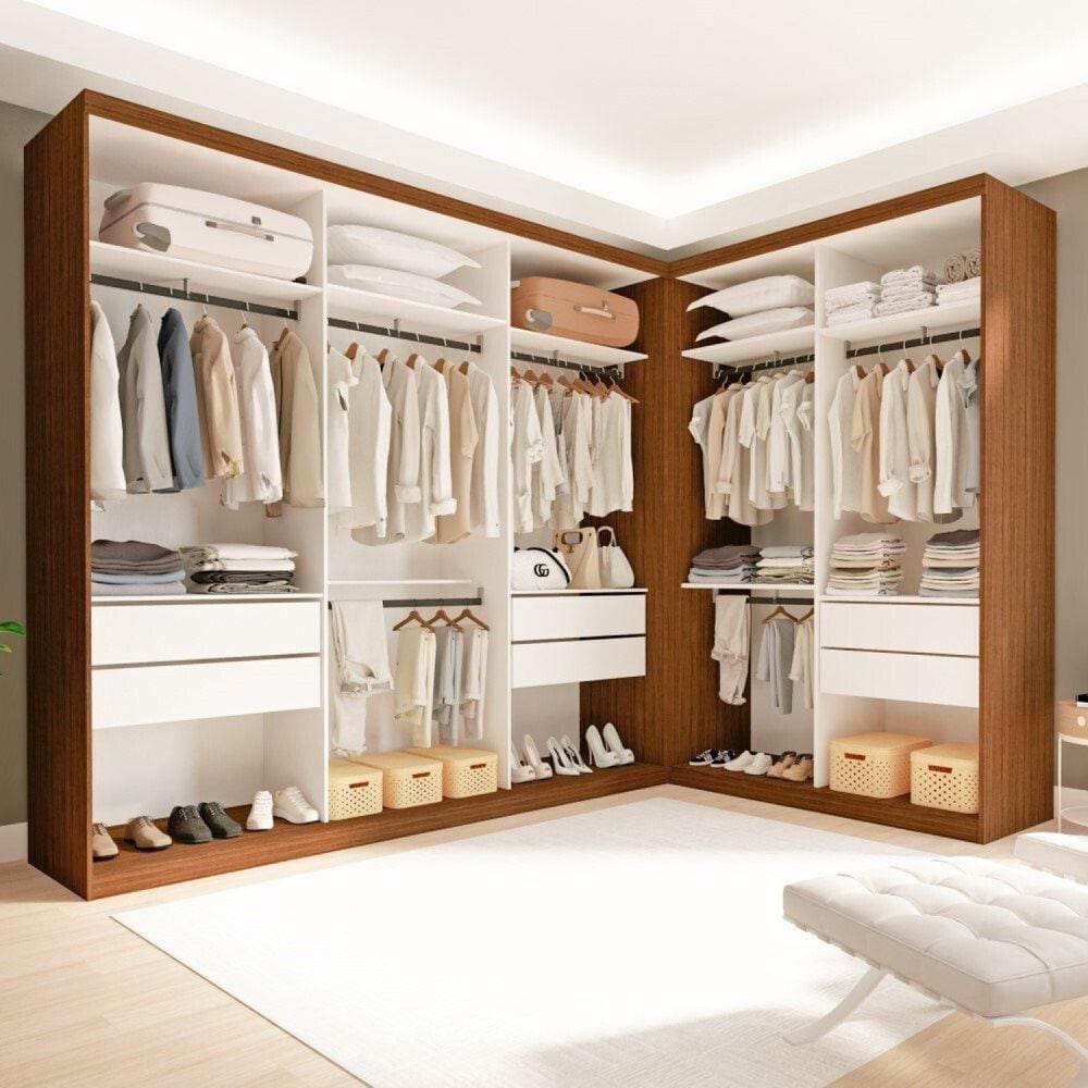 Conjunto Closet Casal sem Portas 2 Módulos 6 Gavetas França Freijó