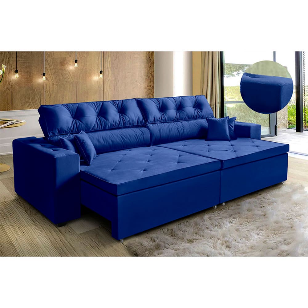 Sofá New Austin  2,02 m Retrátil com Molas Veludo Light -Ws Estofados