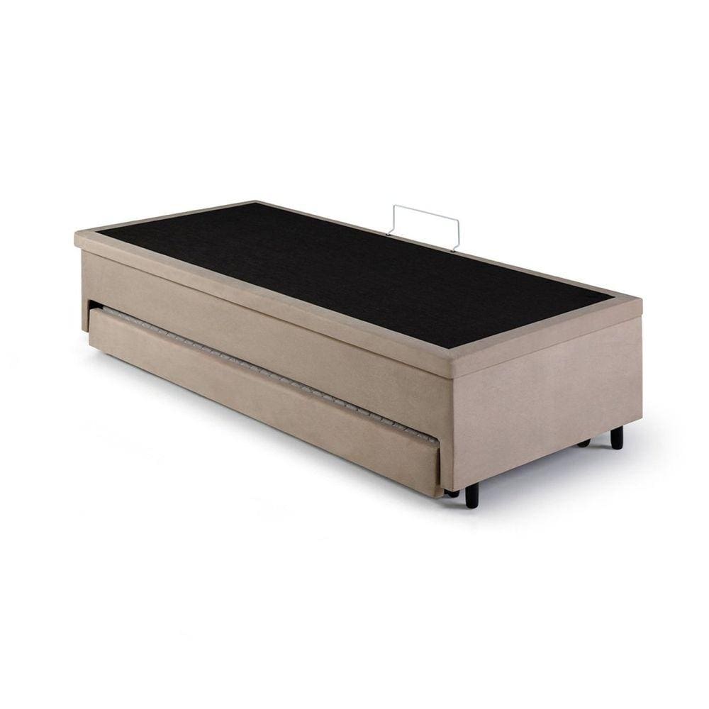 Bicama com Baú Solteiro 96x203 Cm Suede Bege