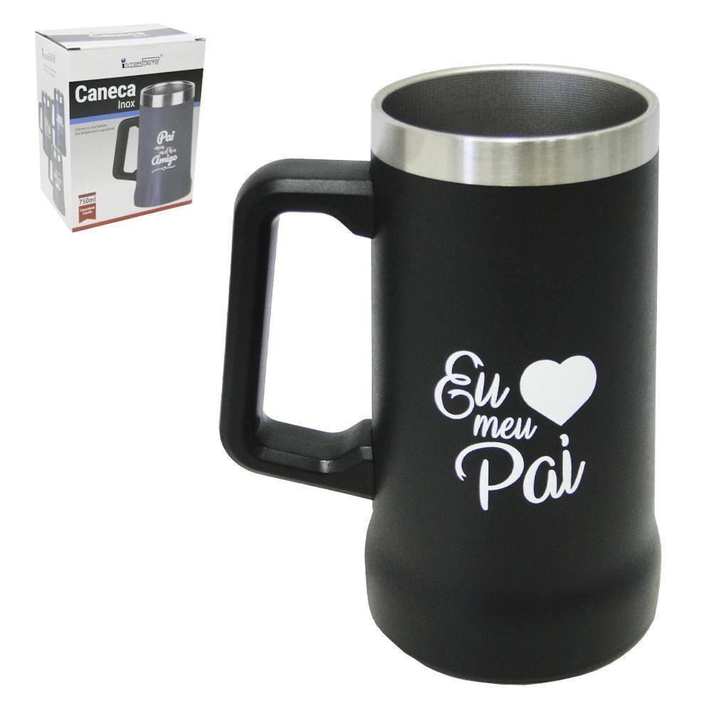 Caneca Térmica 750ml Parede Dupla Frases Pai - Inox