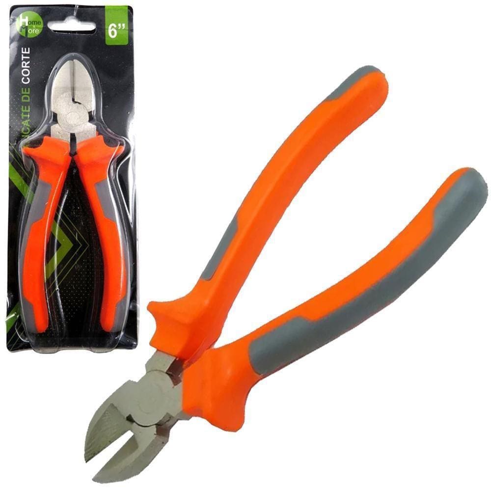 Alicate Corte Diagonal 6`` Cabo Emborrachado Laranja / Cinza