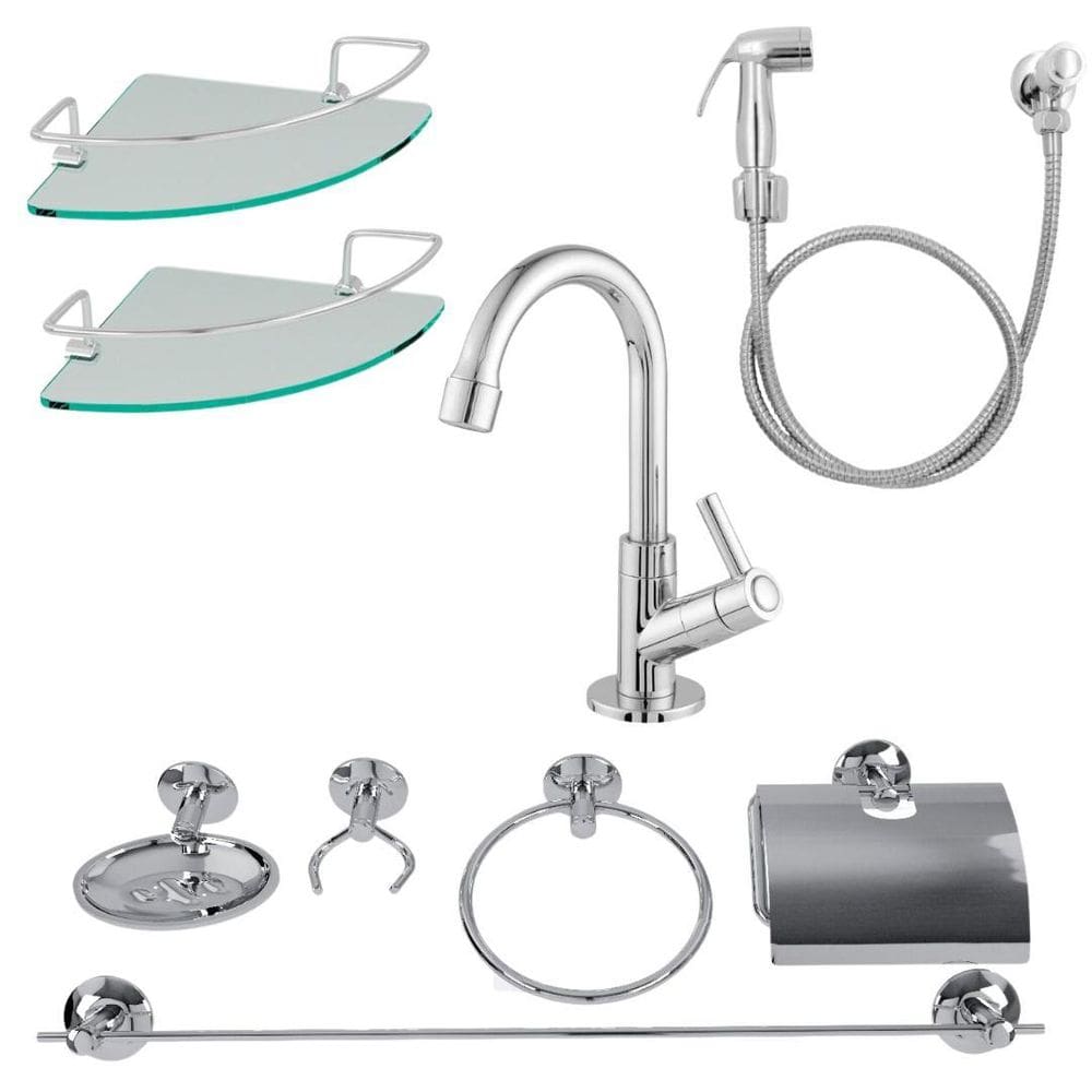 Kit Acessórios Aço Inox 9 Peças - Combo