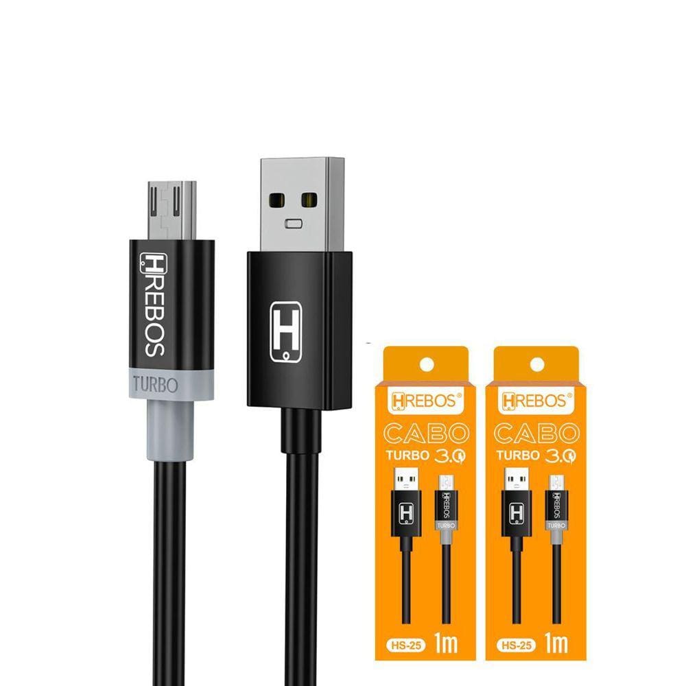 Kit 2 Cabo Micro Usb V8 Carregador Turbo E Dados Android