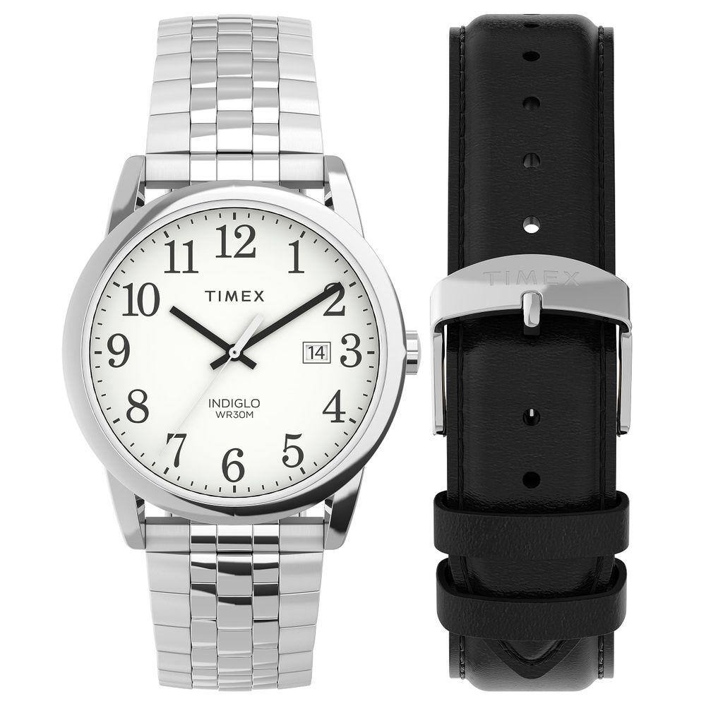 Relógio Timex Easy Reader Classic, estojo de 38 mm, mostrador branco, masculino