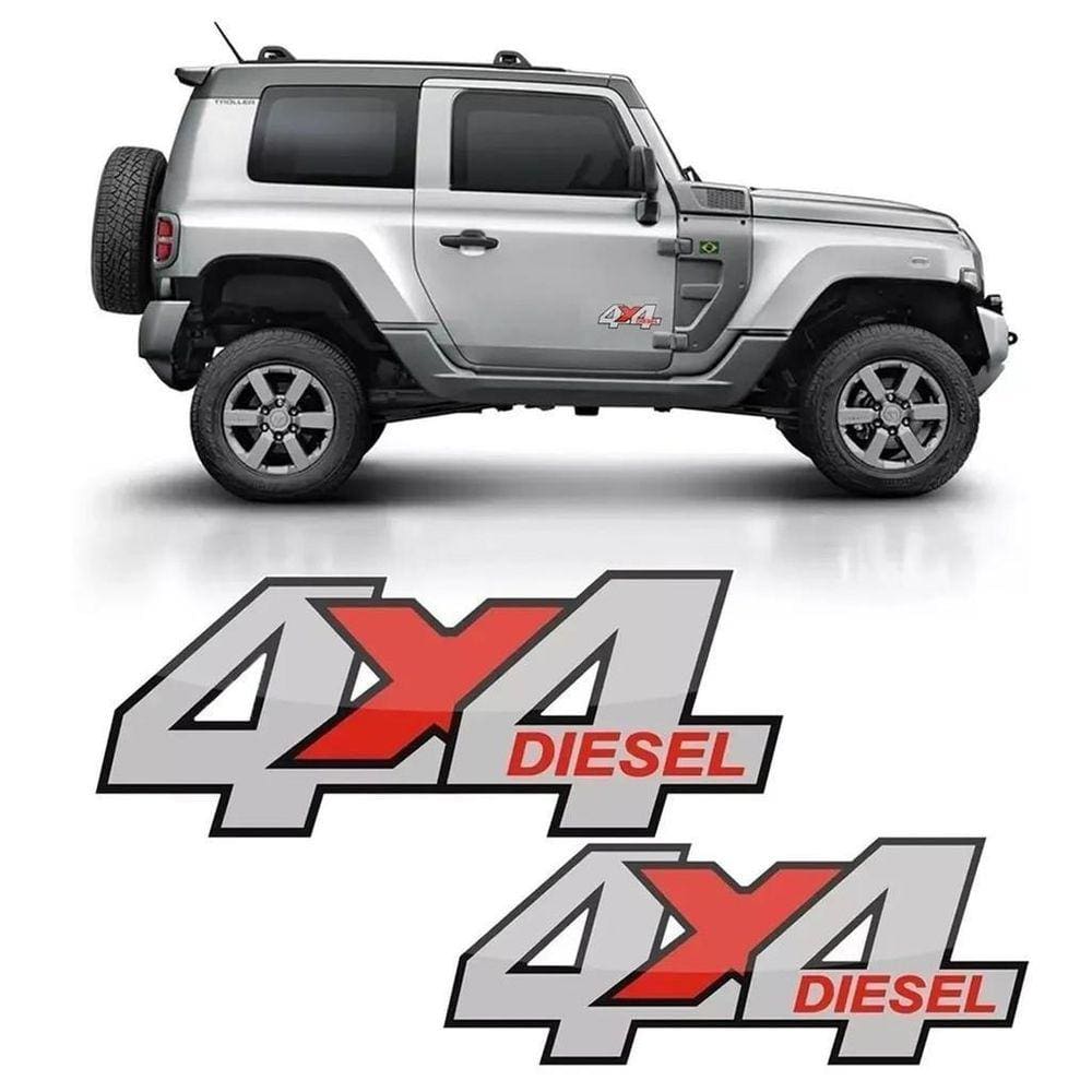 Adesivo PVC 4X4 TROLLER DIESEL 10x30cm - 02 Unidades