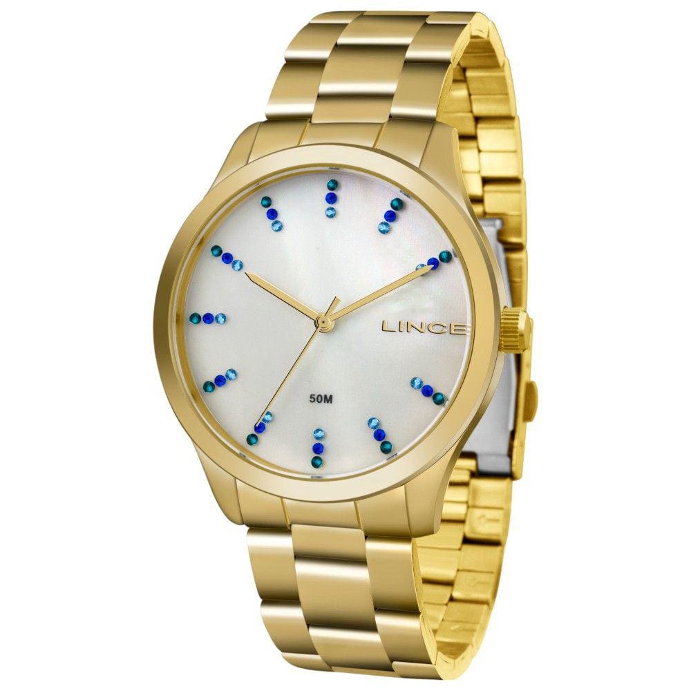 Relógio de Pulso Feminino Lince Analógico Quartz LRG4445L Dourado