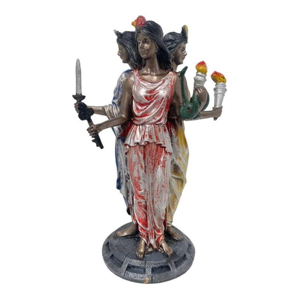 Escultura Deusas Triplice Luas Wicca 28 Cm Em Resina