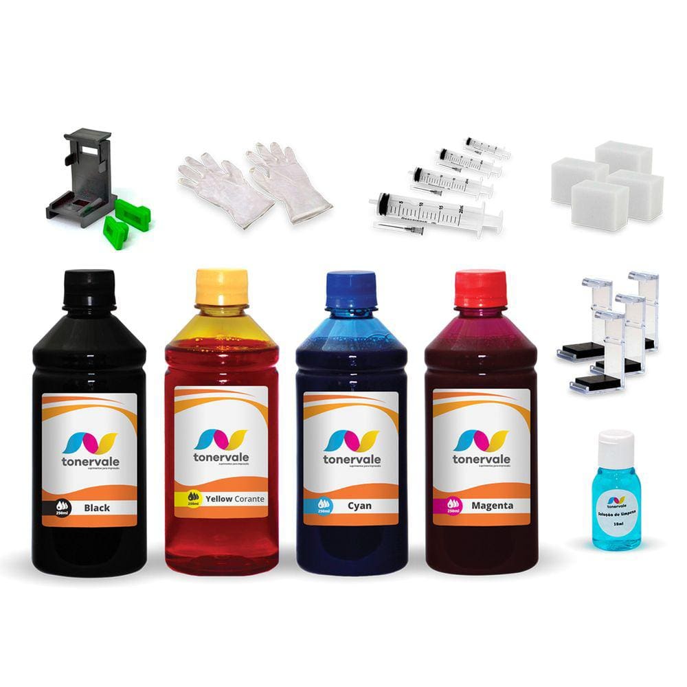 Kit 4 Tinta Compatível Canon MP230 MP250 MP280 iP2700 PG-210 CL-211 de 250ml Platinum