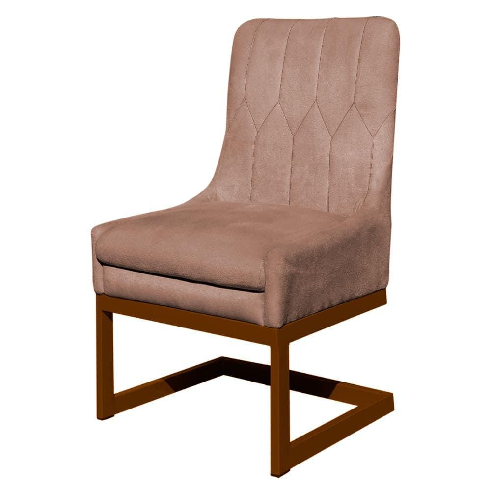 Cadeira Valentina Sala de Jantar Veludo Rosa Base Cobre - Vallisa Decor