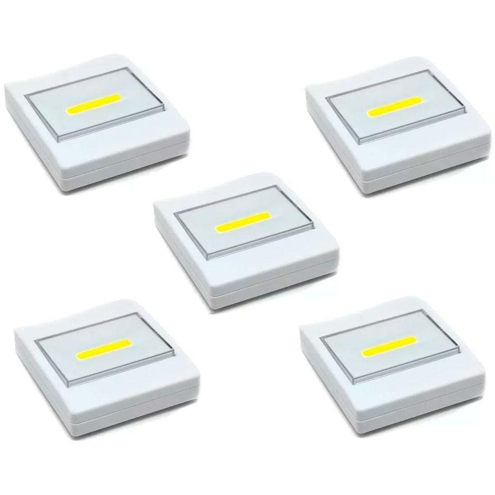Kit 5 Luminárias Portáteis Interruptor Luz De Led