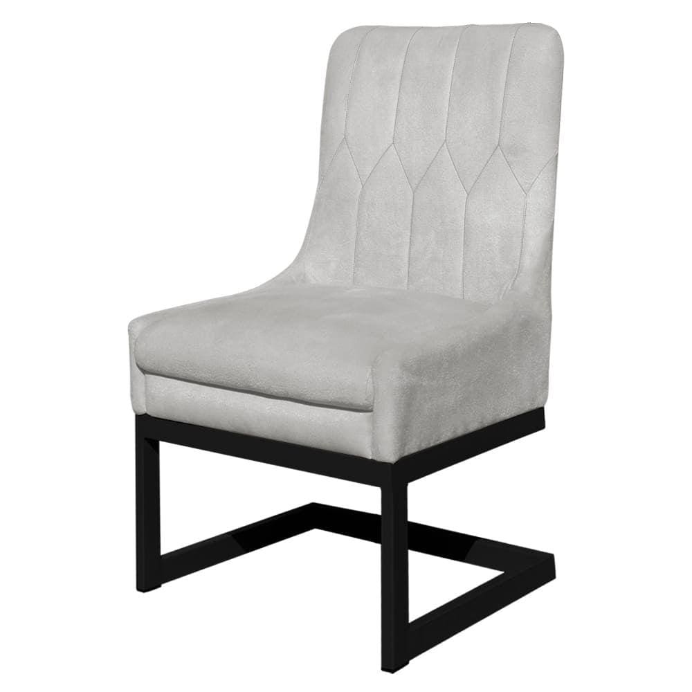 Cadeira Valentina Sala de Jantar Veludo Branco Base Preta - Vallisa Decor