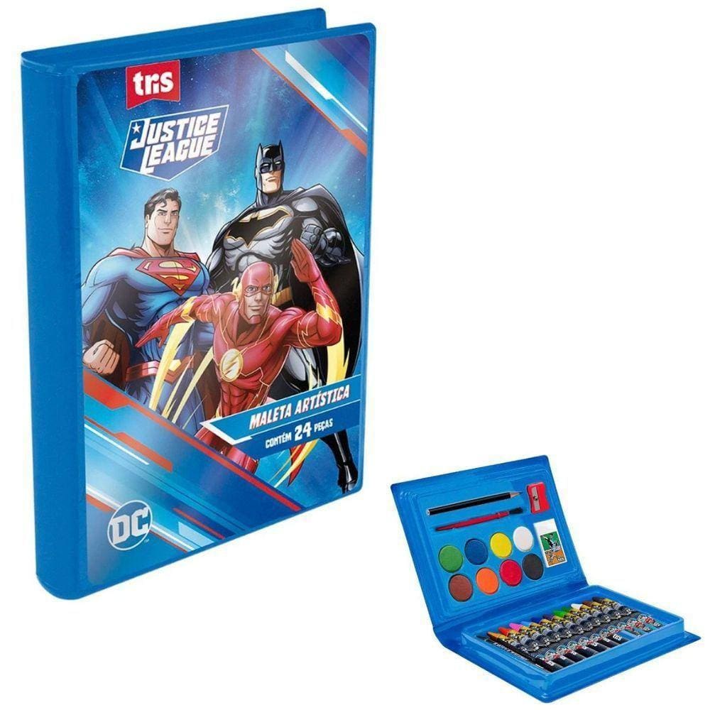 Maleta Artística - Liga Da Justica - Dc - 24 Peças - Tris