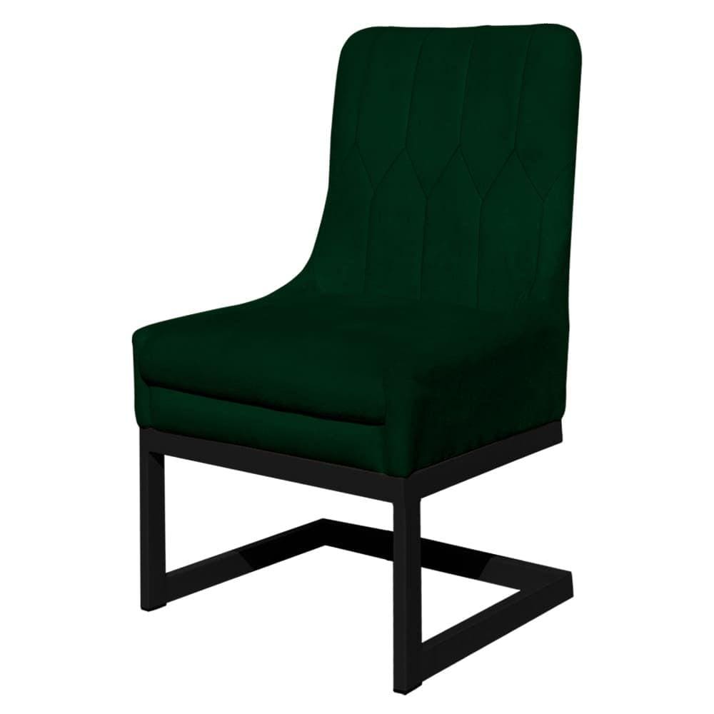 Cadeira Valentina Sala de Jantar Veludo Verde Base Preta - Vallisa Decor