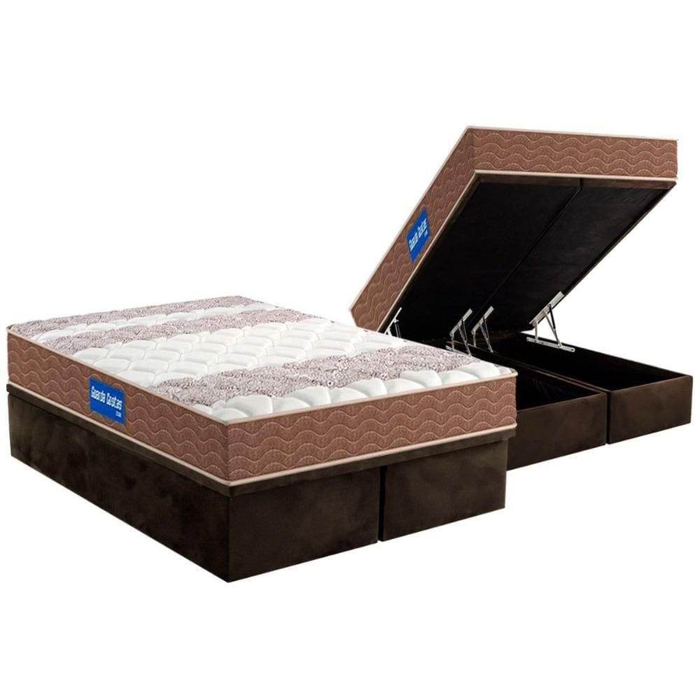 Conjunto Box Baú King: Colchão Espuma Probel D33 Guarda Costas + Base CRC Suede Brown(193x203)