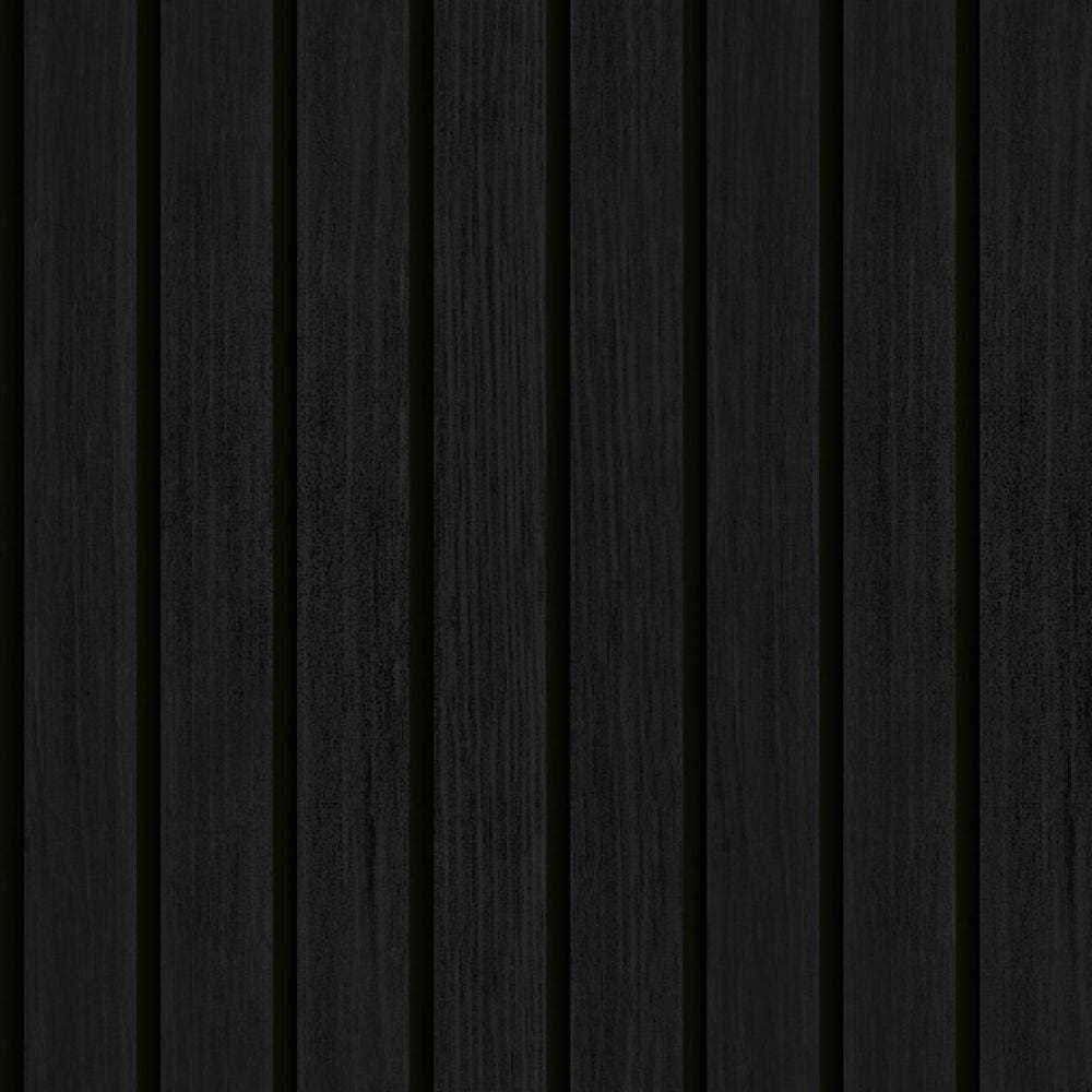 Papel De Parede Madeira Adesivo Ripado Preto 10M X 45Cm 3D
